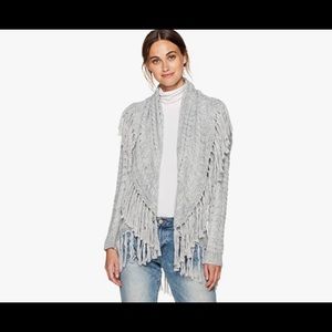 BB Dakota Gray BoHo Fringe Sweater Cardigan